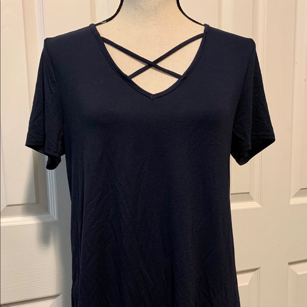 NWT Emory Park Dulce short sleeve top navy